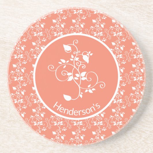  Damask Patterned Zandsteen Onderzetter (Voorkant)