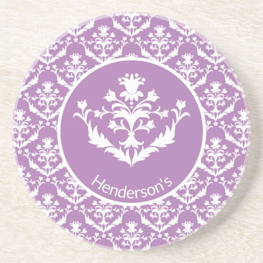 Damask Patterned Zandsteen Onderzetter (Voorkant)