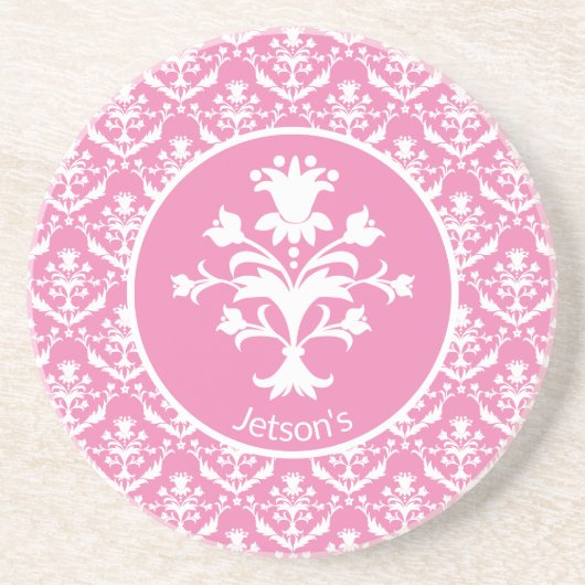 Damask Patterned Zandsteen Onderzetter (Voorkant)
