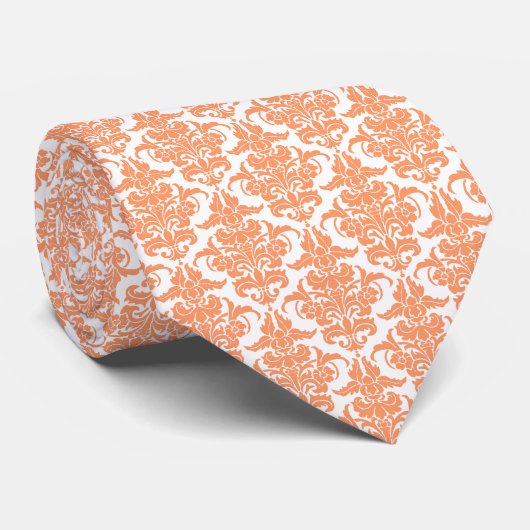 Damask - Peach on White Stropdas (Opgerold)