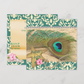 DAMASK PEACOCK BEACH 50th BIRTHDAY INVITATION Kaart (Voorkant / Achterkant)