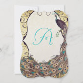 Damask Peacock Elegance Eggplant Gold en Aqua Kaart (Achterkant)