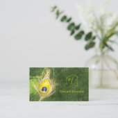 Damask Peacock Feather Professional Visitekaartje (Staand voorkant)