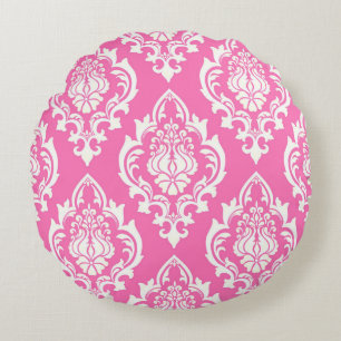 Damask Perzisch Roze Sierkussen Rond Kussen