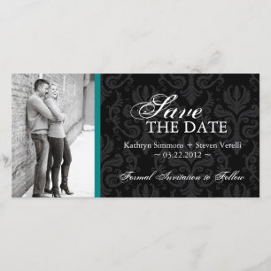 Damask Photo Enregistrer La Date Invitation