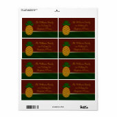 Damask Pineappy Étiquettes de adresse de vacances (Feuille entière)