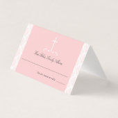 Damask Pink Communion Croix religieuse (Front)