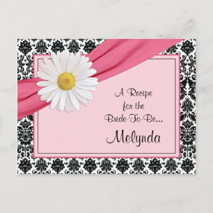 Damask Pink Daisy Recept Kaart voor de bruid