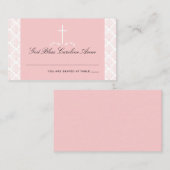 Damask Pink met Cross Seating Kaart Plaatskaartje (Voorkant / Achterkant)