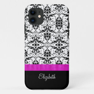 Damask Pink Ribbon iPhone 11 Hoesje