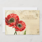  Damask Poppy Red Wedding Invite Kaart (Achterkant)