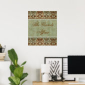 Damask Poster Brown Green (Thuiskantoor)