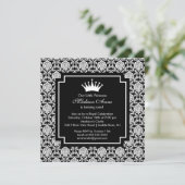 Damask Princess Crown Birthday Party Invitation (Debout devant)