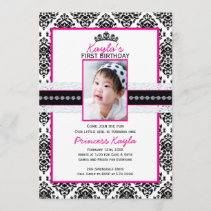 Damask Princess Photo Invitations d'anniversaire 5