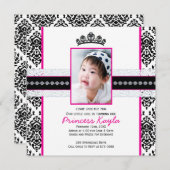 Damask Princess Photo Invitations d'anniversaire 5 (Devant / Derrière)