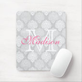 Damask Print Girly Monogram Name Muismat (Met muis)