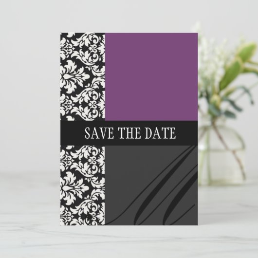 Damask Purple Enregistrer La Carte Date (Debout devant)