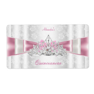 Damask Quinceanera 15e verjaardag Etiket