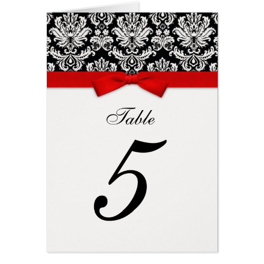 Damask Red Bow Table Seating Number (Voorkant)