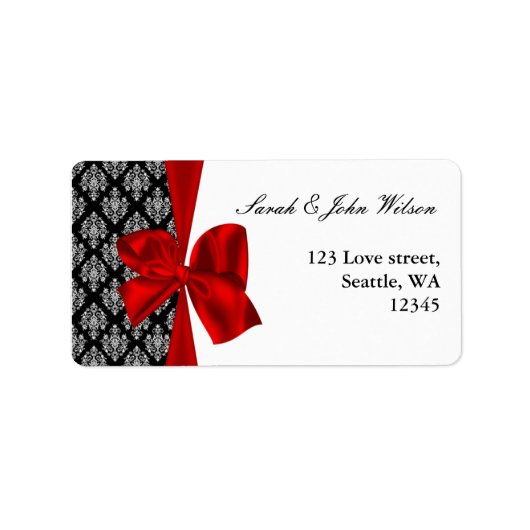 damask red bruiloft, return address label (Voorkant)