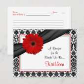 Damask Red Gerber Daisy Recept Kaart voor de bruid (Voorkant / Achterkant)