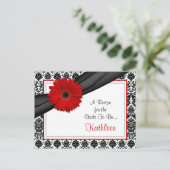 Damask Red Gerber Daisy Recette Carte pour la mari (Debout devant)