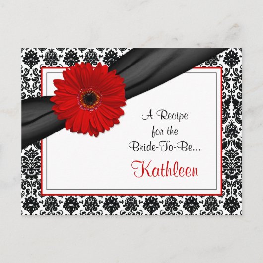 Damask Red Gerber Daisy Recette Carte pour la mari (Devant)
