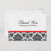 Damask Red Mariage Carte de remerciements (Devant / Derrière)