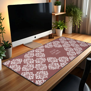 Damask Régence Géométrique Pâle Rouge Élégant