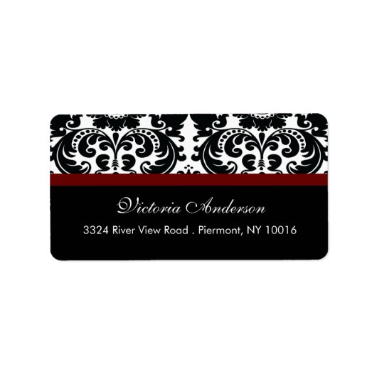 Damask Retouradres Labels Merlot Wijn Rood (Voorkant)