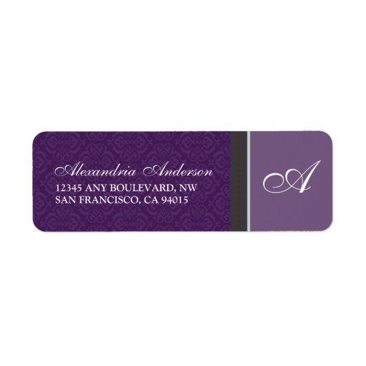 Damask Retouradreslabel (paarse) Etiket (Voorkant)