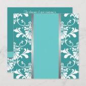 Damask & Ribbon Wedding Invitation Kaart (Voorkant / Achterkant)