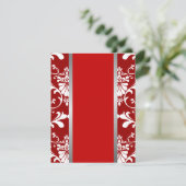 Damask & Ribbon Wedding Invitation Kaart (Staand voorkant)