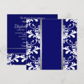 Damask & Ribbon Wedding Invitation Kaart (Voorkant / Achterkant)