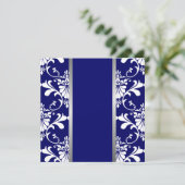 Damask & Ribbon Wedding Invitation Kaart (Staand voorkant)