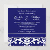 Damask & Ribbon Wedding Invitation Kaart (Achterkant)