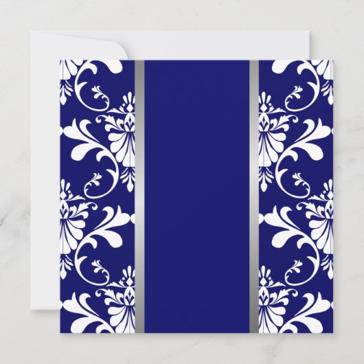 Damask & Ribbon Wedding Invitation Kaart (Voorkant)