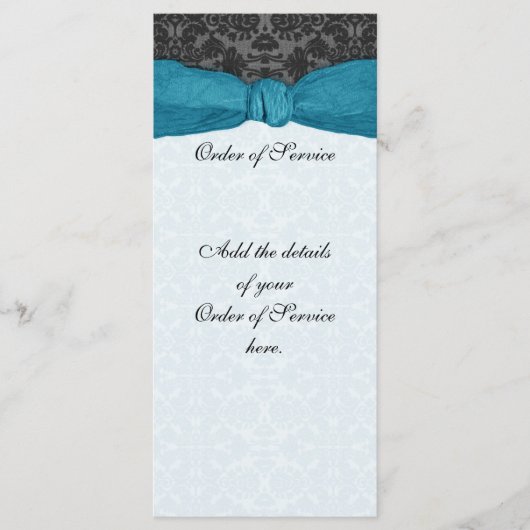 Damask Ribbon Wrapped Order of Service - Blauwgroe Programma (Voorkant)
