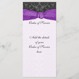 Damask Ribbon Wrapped Order of Service - Paars Programma