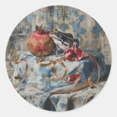 Damask - Ronde Stickers voor briefpapier (Voorkant)