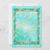 Damask roos blauwgroen blue Gold Birthday Party Kaart (Achterkant)