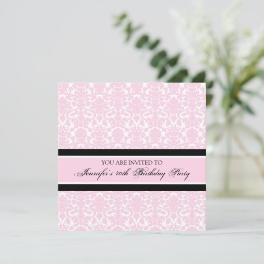 Damask rose 40e anniversaire Invitations (Debout devant)