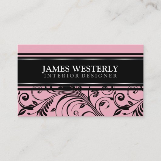 Damask Rose Designer Cartes de visite (Devant)