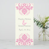 Damask rose, gris mariage programme de cérémonie (Debout devant)