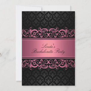 Damask rose Swirl   Bachelorette Party Invitation