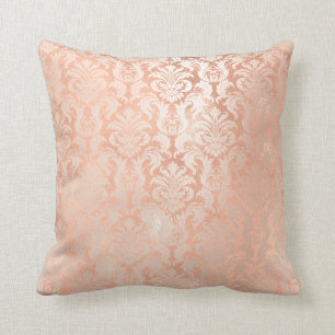 Damask Royal Metal Copper Peach roze Rose Gold Kussen