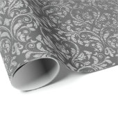 Damask Royal Metallic Silver Gray Grahite Cadeaupapier (Rol Hoek)