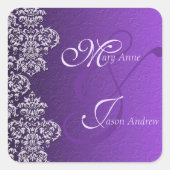 Damask Royal Paars Wedding Sticker (Voorkant)