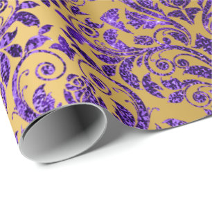 Damask Royal Paarse Amethist Violet Gold Honey Cadeaupapier
