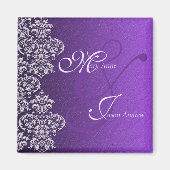 Damask Royal Purple Mariage Magnet (Devant)